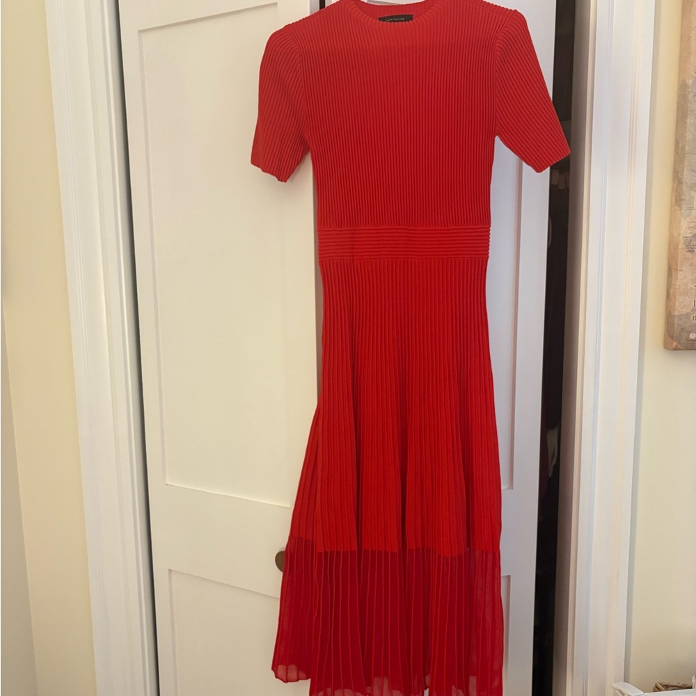 Ann Taylor Bright Red Ribbed Crewneck Sweater